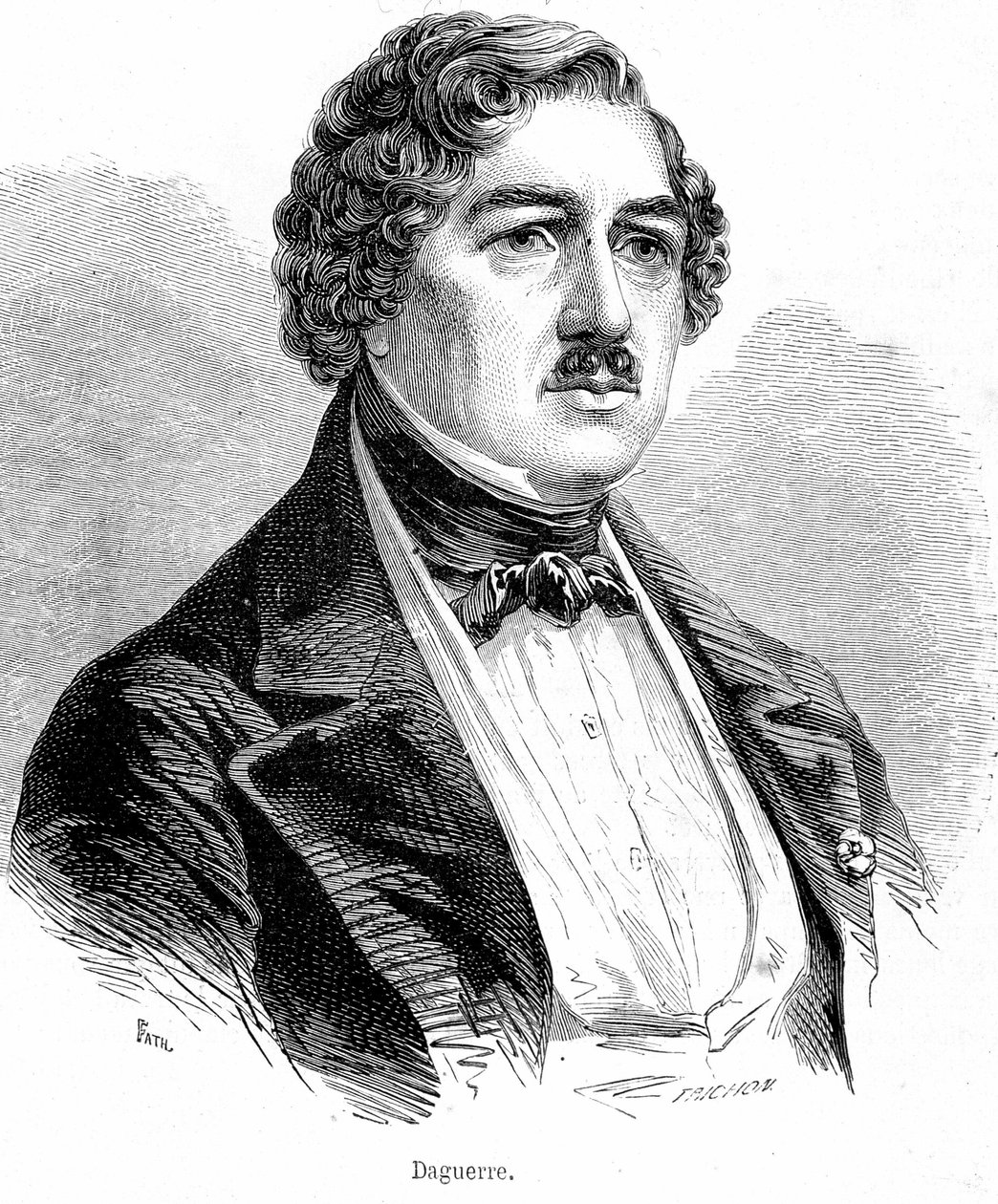 Portrett av Louis Daguerre - gravering av French School