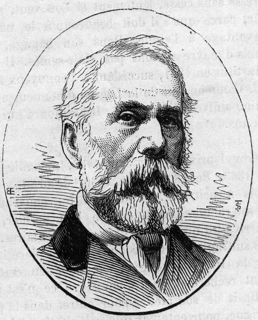Portrait of Louis Francois (?) (1814-1888), French engraver. Engraving in “” Le Monde Illustré”” n°890 of 2 May 1874. av French School