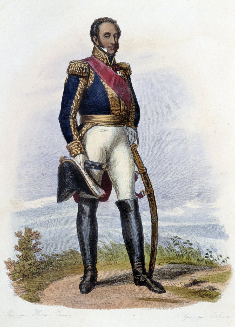 Portrett av Louis Gabriel (Louis-Gabriel) Suchet (1770-1826), marskalk av Frankrike. i Ed. Mennechet, ""Den franske Plutarch"" av French School