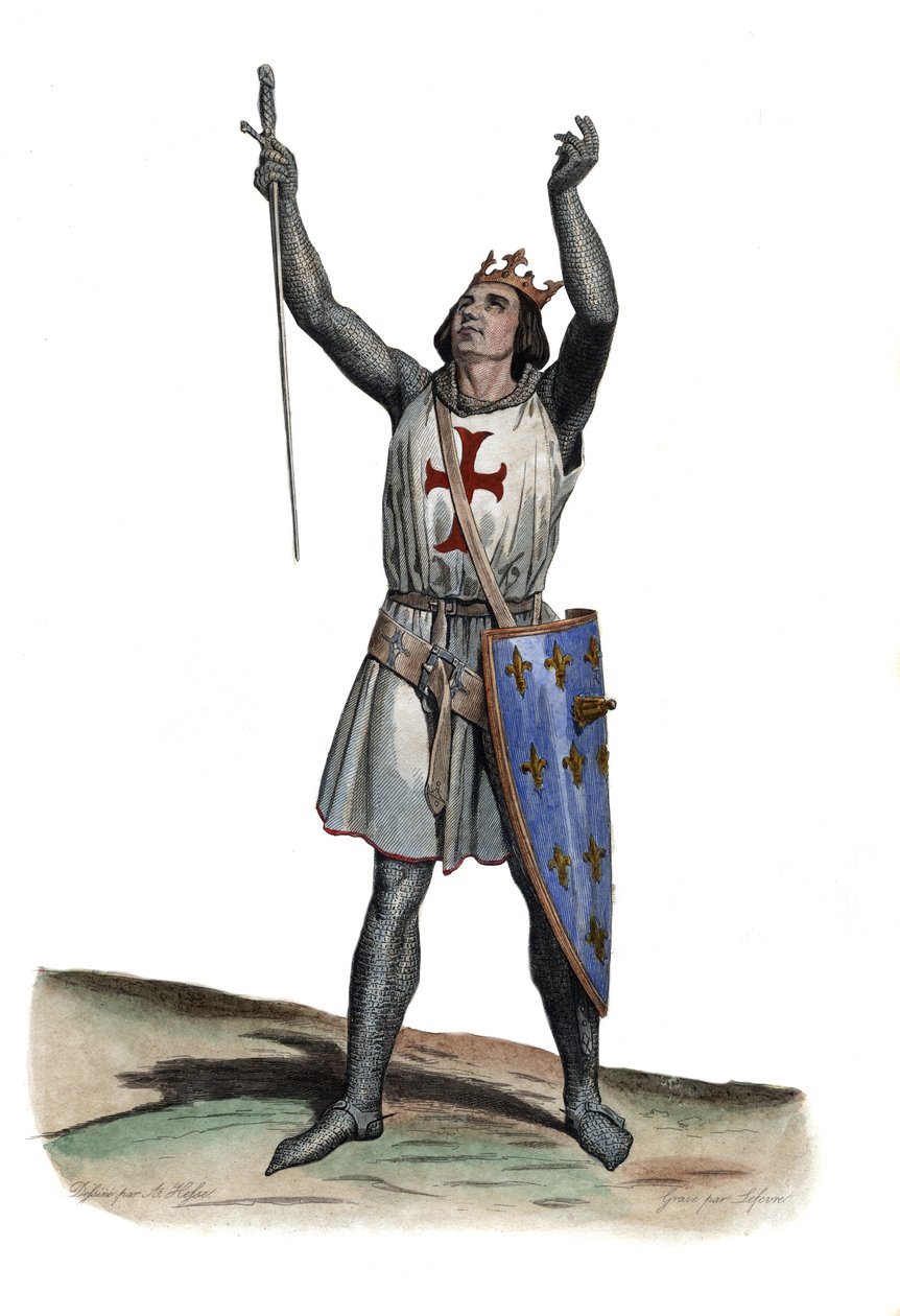 Portrait of Louis IX of France (Saint Louis) (1214-1270), King of France. illustration from “” Le Plutarque Français”” by Edmond Mennechet av French School