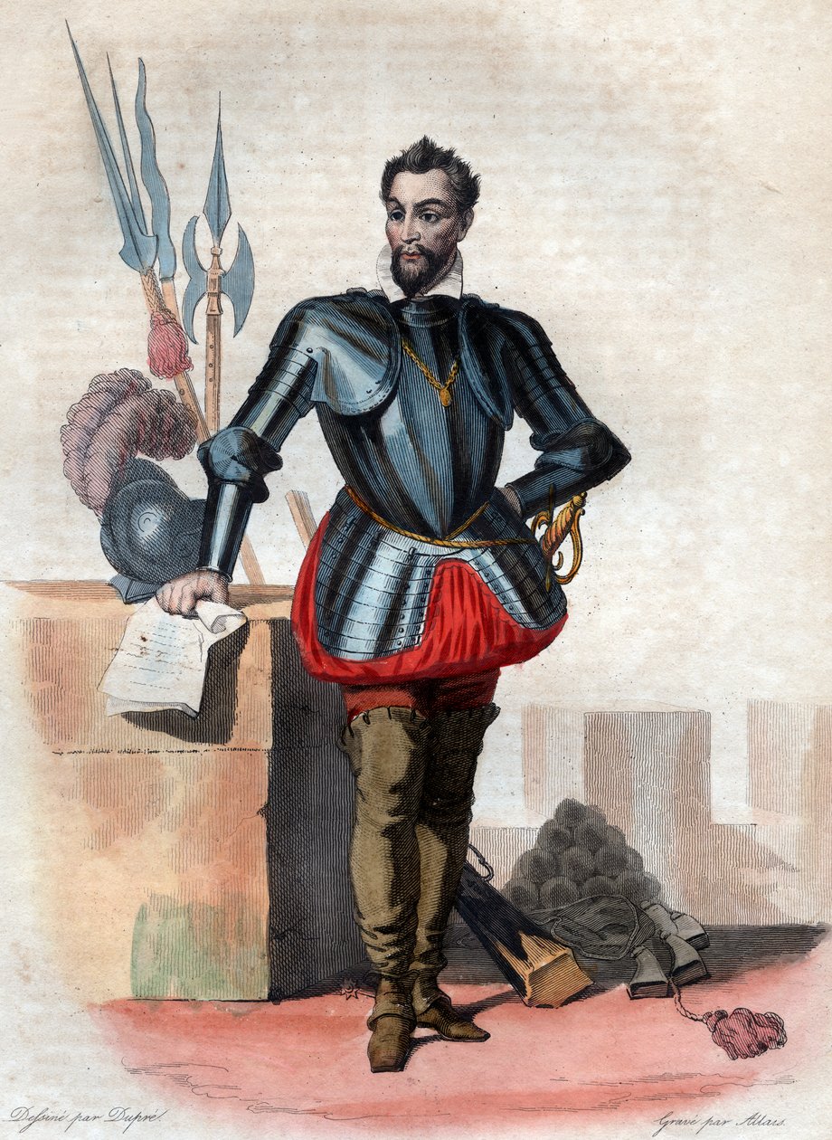 Portrett av Louis I de Bourbon, prins av Conde (1530-1569), huguenot-leder og general. av French School