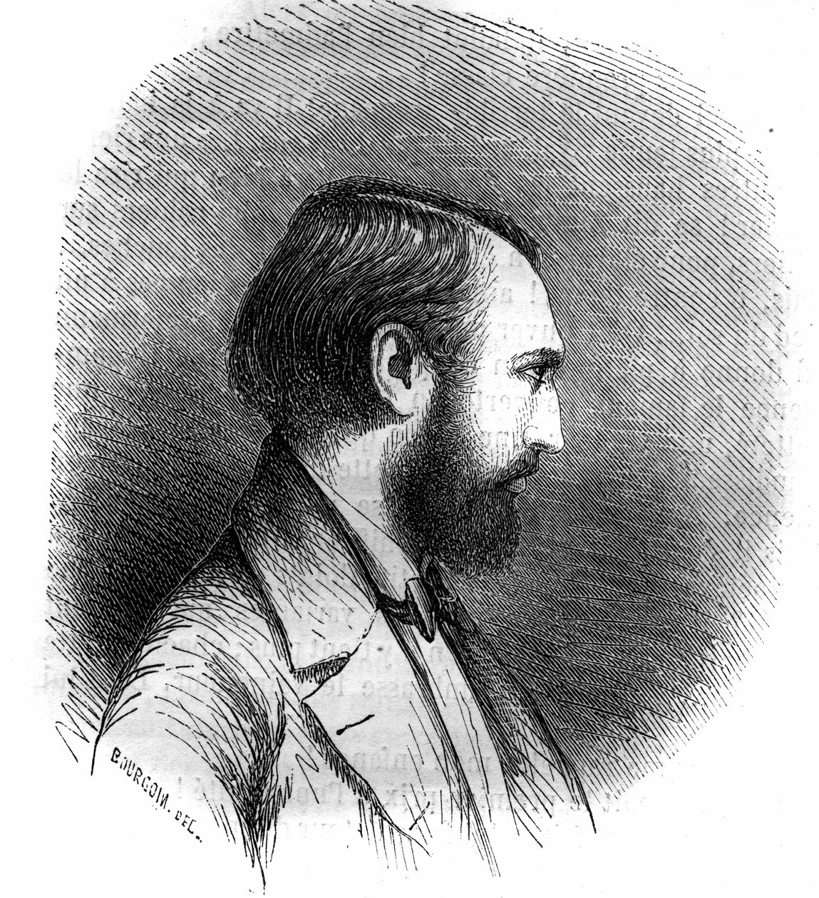 Portrett av Louis Lacombe (Trouillon Lacombe, Trouillon-Lacombe) (1818-1884), fransk komponist. Gravering fra 1852. av French School