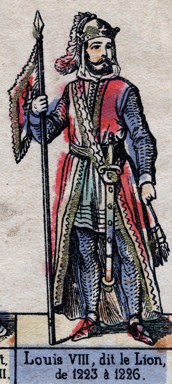 Portrett av Ludvig VIII av Frankrike kjent som Løven (1187-1226) (Kapetianernes dynasti). Illustrasjon sent på 1800-tallet. av French School