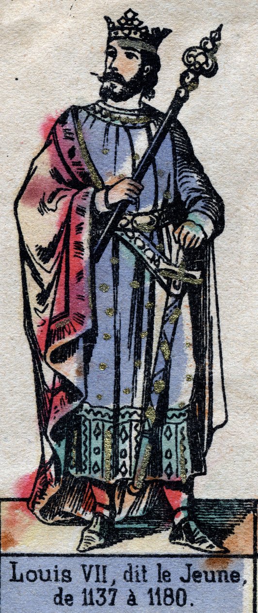 Portrait of Louis VII of France, known as Louis the Young (1120-1180) (dynasty of the Capetians). Illustration late 19th century. av French School