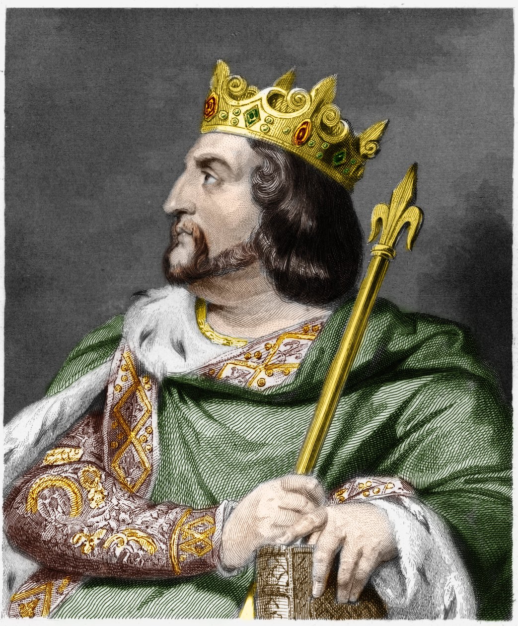 Portrait of Louis VI le Gros (1081 - 1137), King of France - in “” Histoire des Francais”” by Lavallee, engraving, sd. av French School