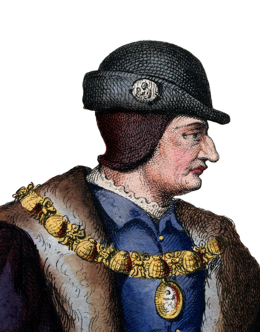 Portrett av Louis XI av Frankrike (1423-1483), konge av Frankrike. av French School