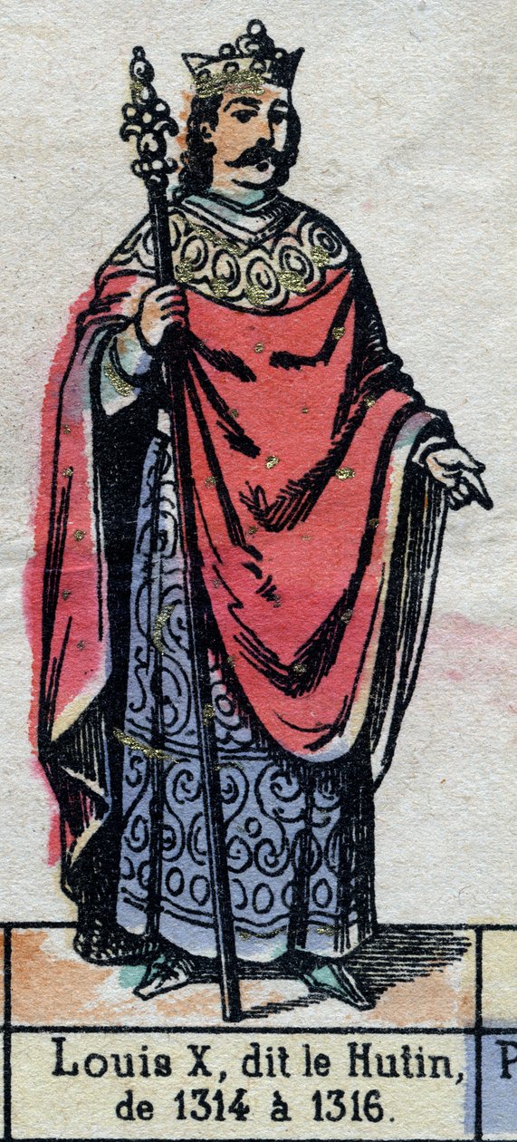 Portrett av Ludvig X av Frankrike, kjent som Ludvig Hutinen (1289-1316) (Kapetianernes dynasti). Illustrasjon sent på 1800-tallet. av French School
