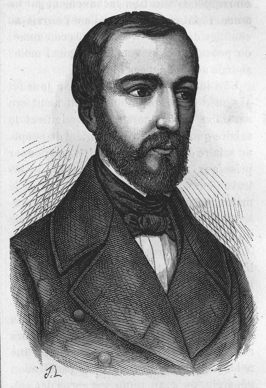 Portrett av M. de Falloux, fransk politiker (1811 - 1886). Gravering fra L'Histoire de France av Henri Martin. sd. 1800-tallet. av French School
