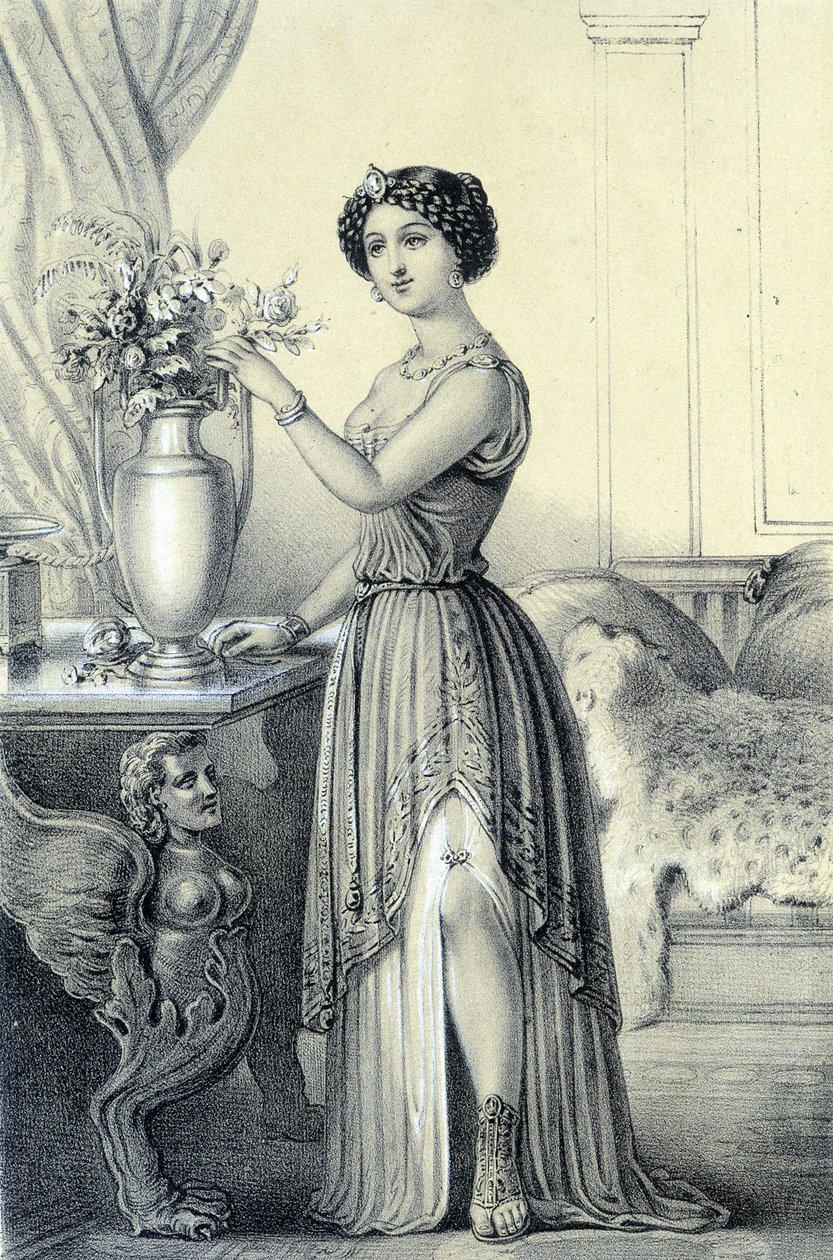 Portrett av Mademoiselle de Fontenay eller Teresa (Theresa eller Terezia) Cabarrus, kjent som Madame Tallien (Talien) - i "Galerie historique de la Revolution francaise" av Albert Maurin av French School