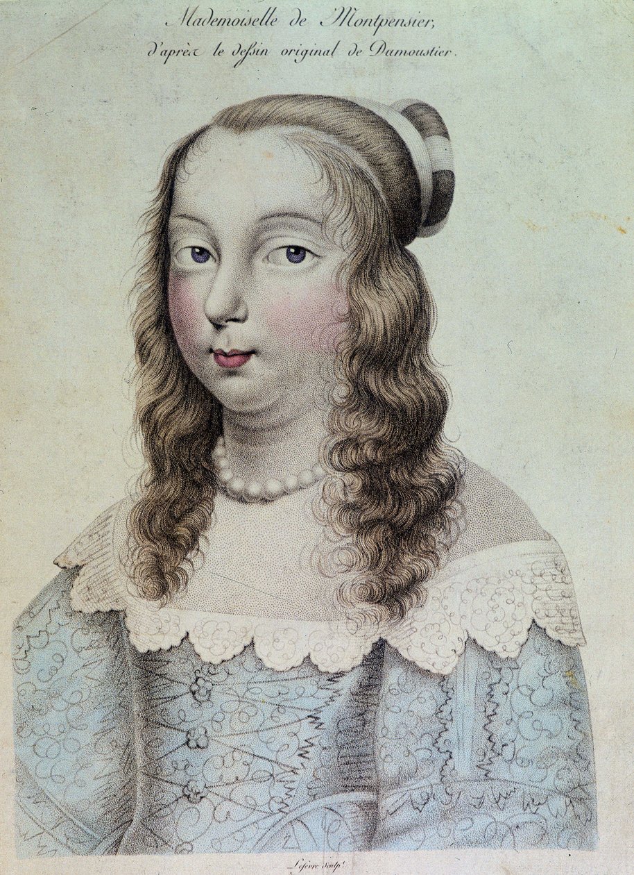 Portrett av Mademoiselle de Montpensier kalt "Grande Mademoiselle" av French School