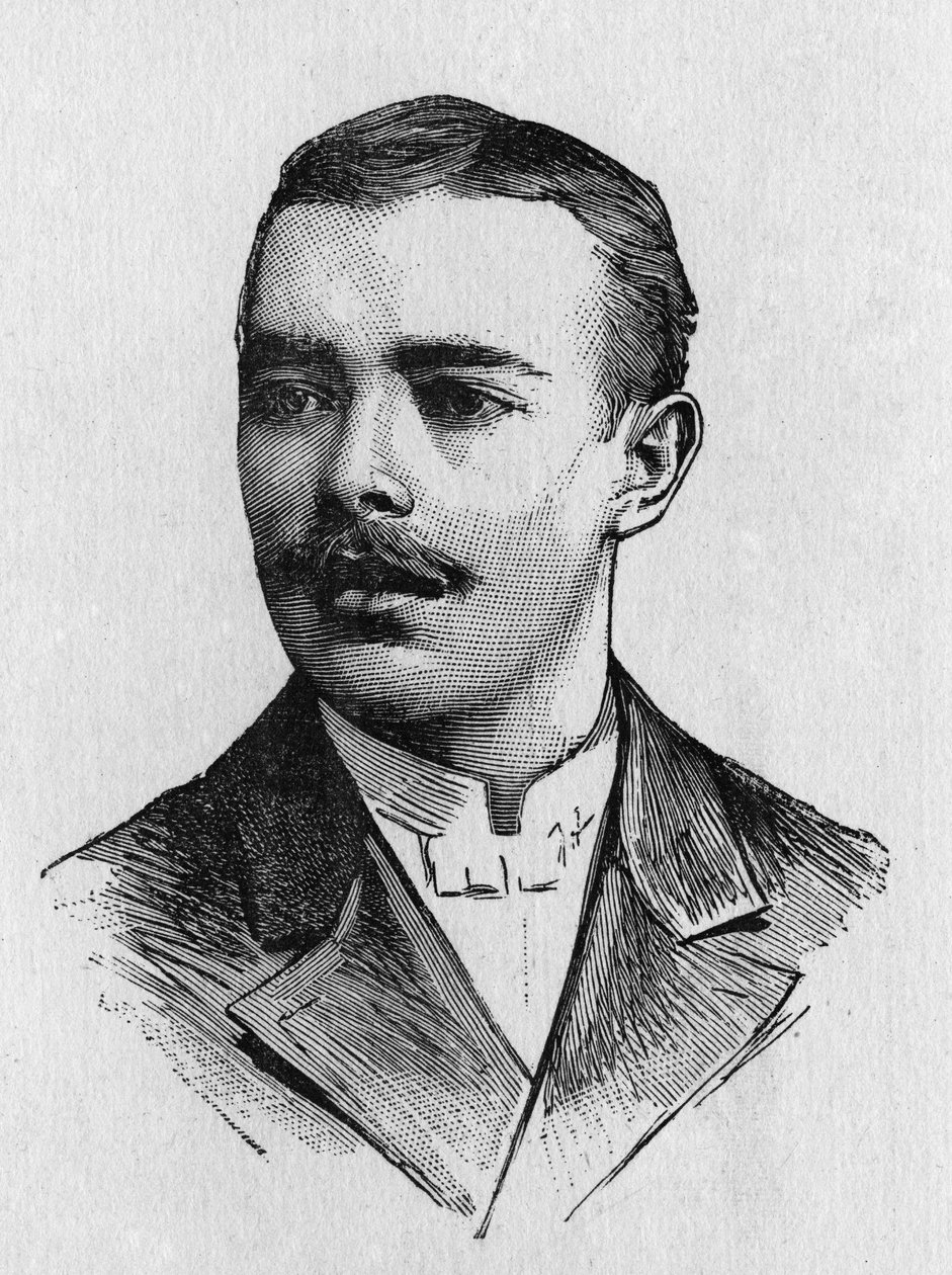Portrett av Mangot, fransk luftfart - i "" Album of Science; berømte vitenskapsmenn; Store funn""" 1896. av French School