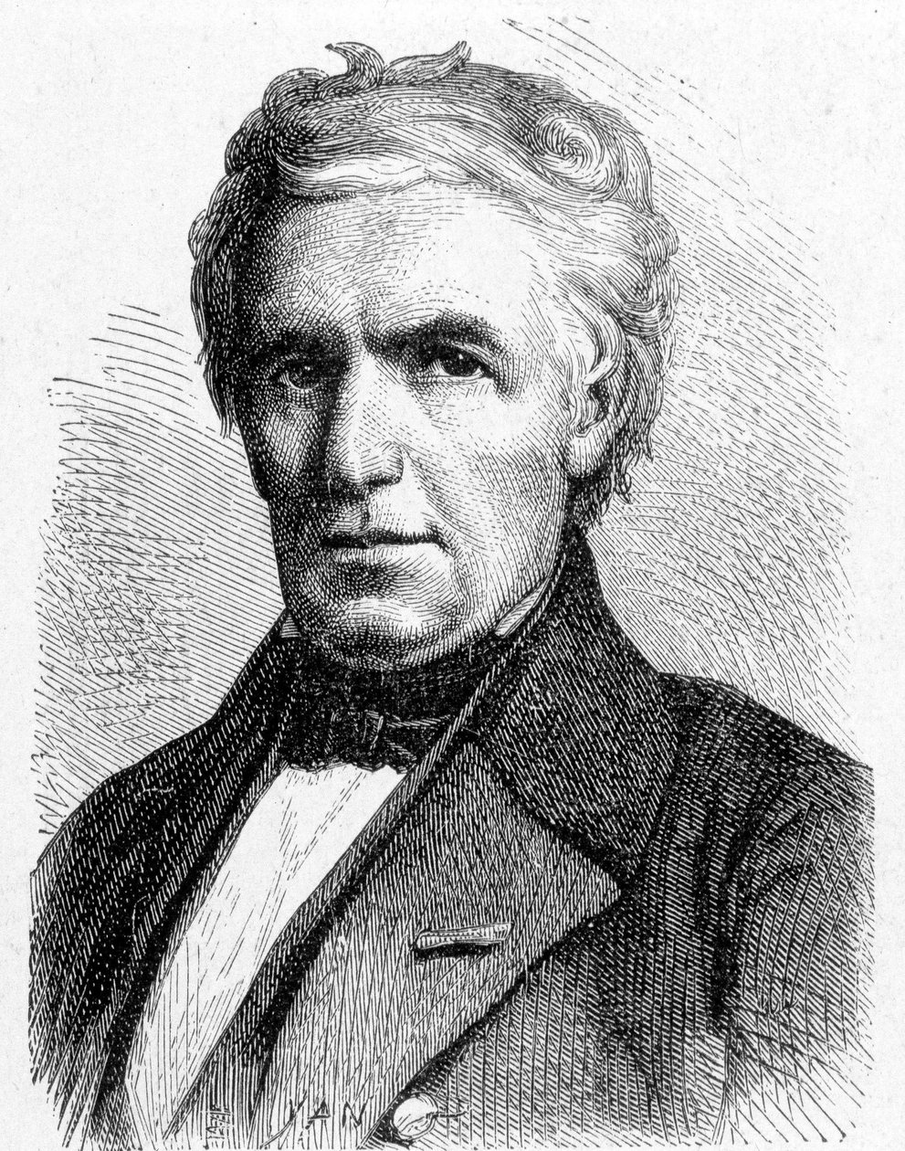 Portrett av Marc Séguin (1786 - 1844), fransk ingeniør som unnfanget prinsippet om hengebroer, også oppfinneren av den rørformede kjelen - i "Album de la Science; berømte vitenskapsmenn; Store funn""" 1896. av French School