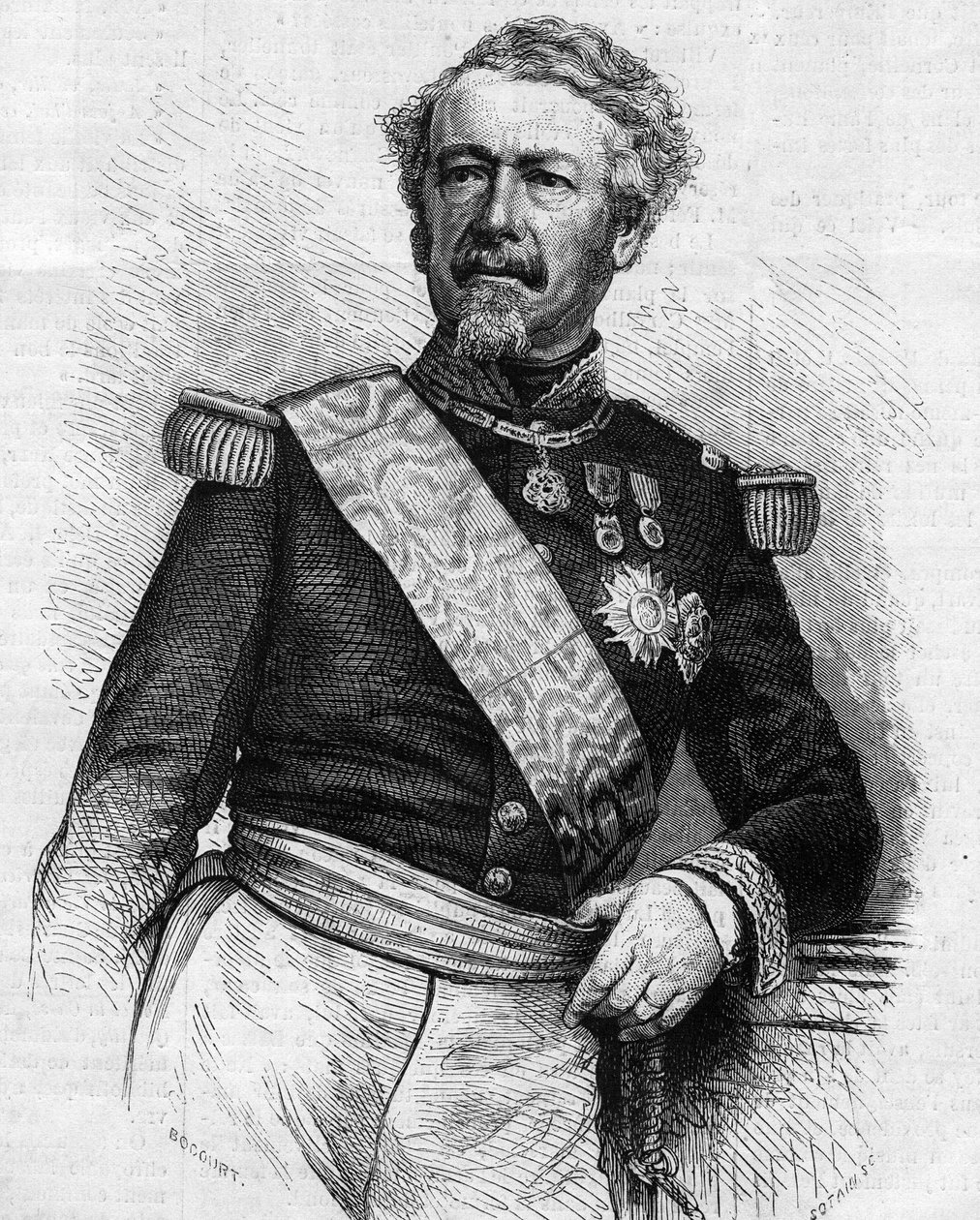 Portrett av Marechal Adolphe Niel (1802-1869), fransk soldat og politiker. Gravering i "" Le Monde Illustré"" nr. 645 av 21. august 1869. av French School
