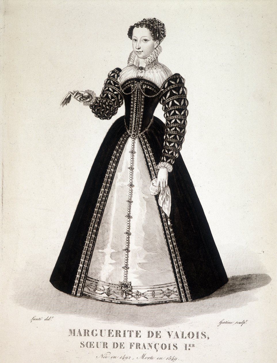 Portrett av Margaret av Navarra (1492-1549) Dronning av Navarra og poetinne - 1800-tallet av French School