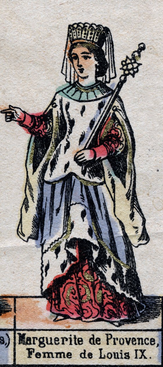 Portrett av Marguerite de Provence (1221-1295), kone til Louis IX av Frankrike. (Kapetisk dynasti). Illustrasjon sent på 1800-tallet. av French School