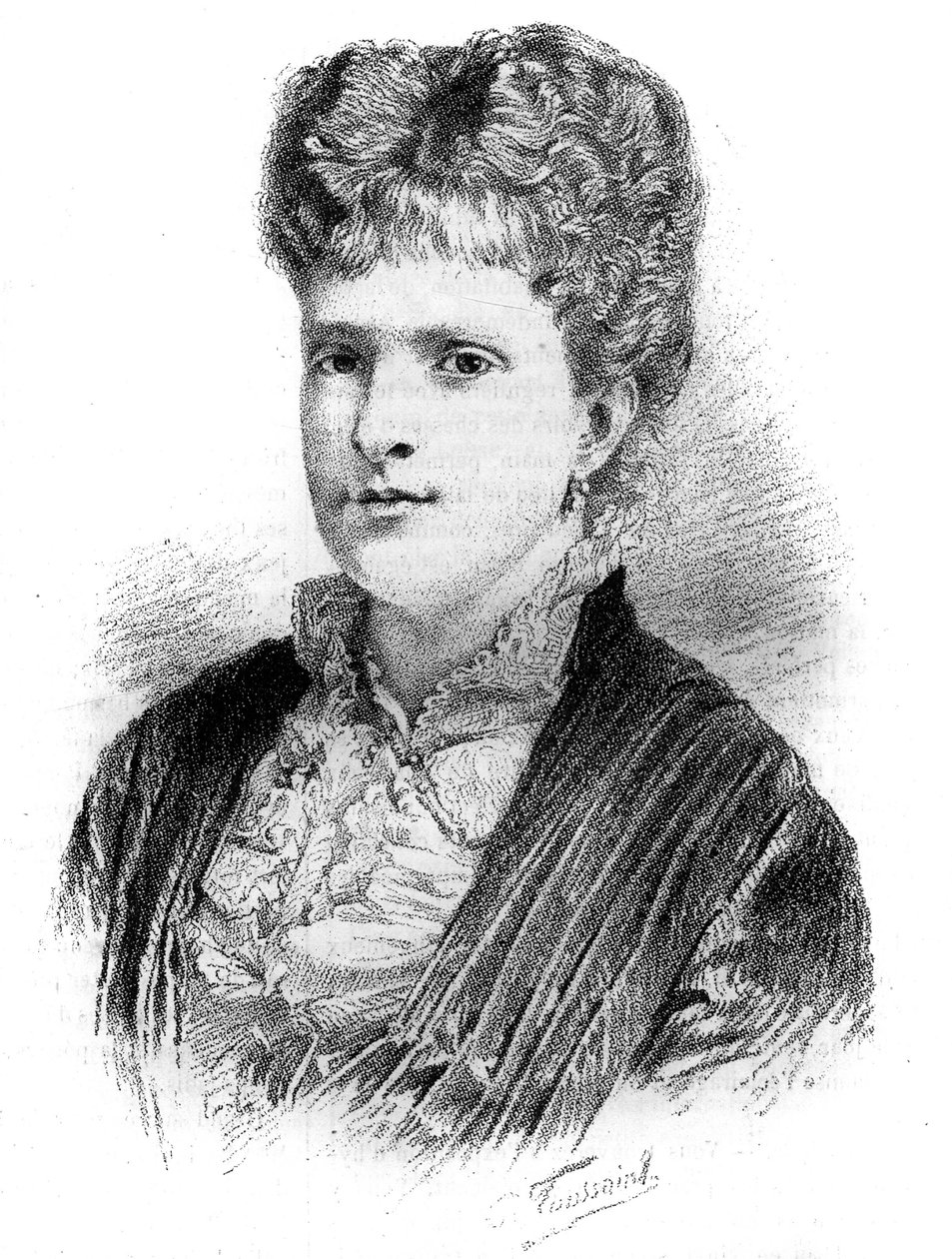 Portrett av Maria Pia, dronning av Portugal (1847-1911). Gravering i ""Le Monde Illustré"", 22. mai 1886. av French School