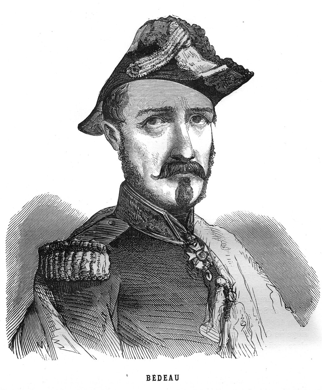 Portrait of Marie Alphonse Bedeau, general francais (1804-1863). Engraving in “Les Illustrations De L
