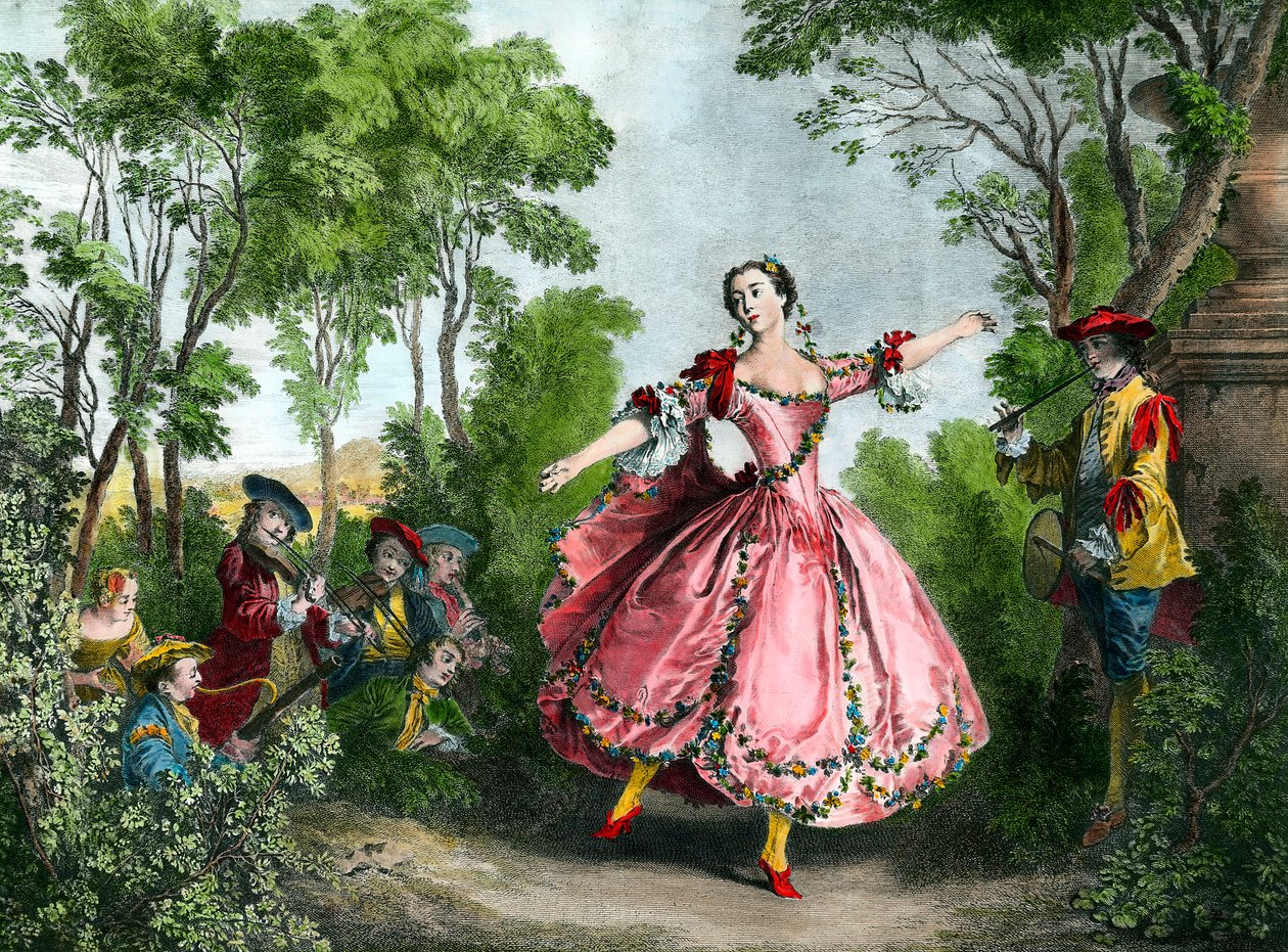 Portrett av Marie Anne de Cupius de Camargo dit La Camargo (1710-1770) danser Gravering av Paris fra 1700-tallet. Library Museum of the Opera av French School