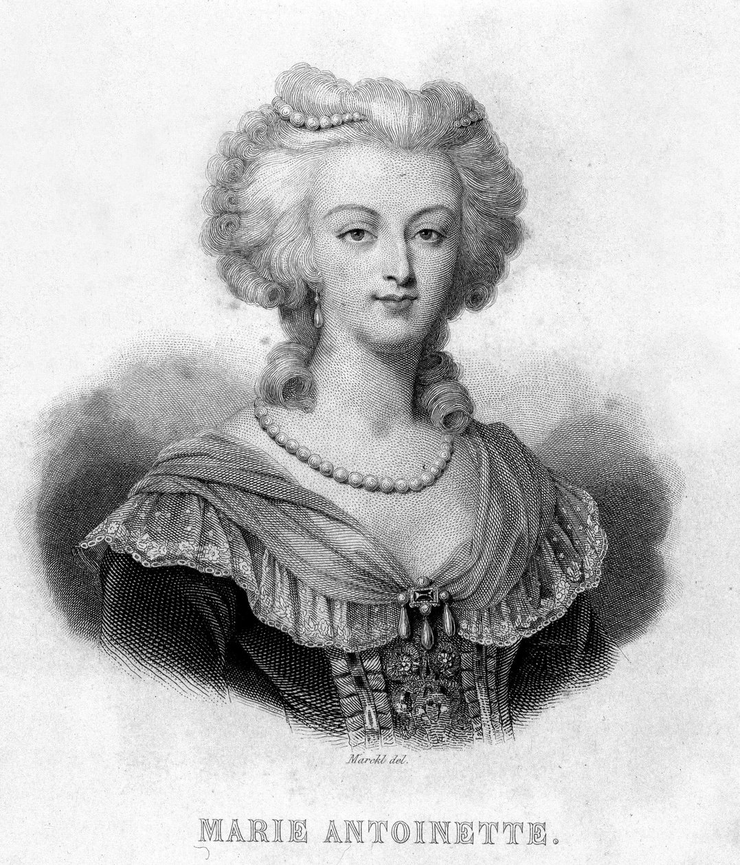 Portrett av Marie Antoinette (1755 - 1793) - i "" Revolution francaise"" av Thiers. 1800-tallet av French School