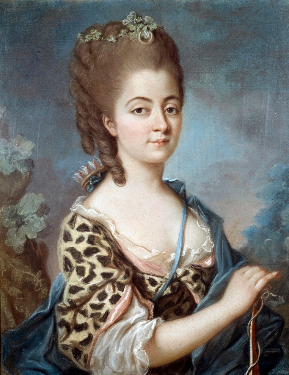 Portrett av Marie Aurora av Sachsen (1748-1821) bestemor til forfatteren George Sand Maleri fra den franske skolen på 1700-tallet. av French School