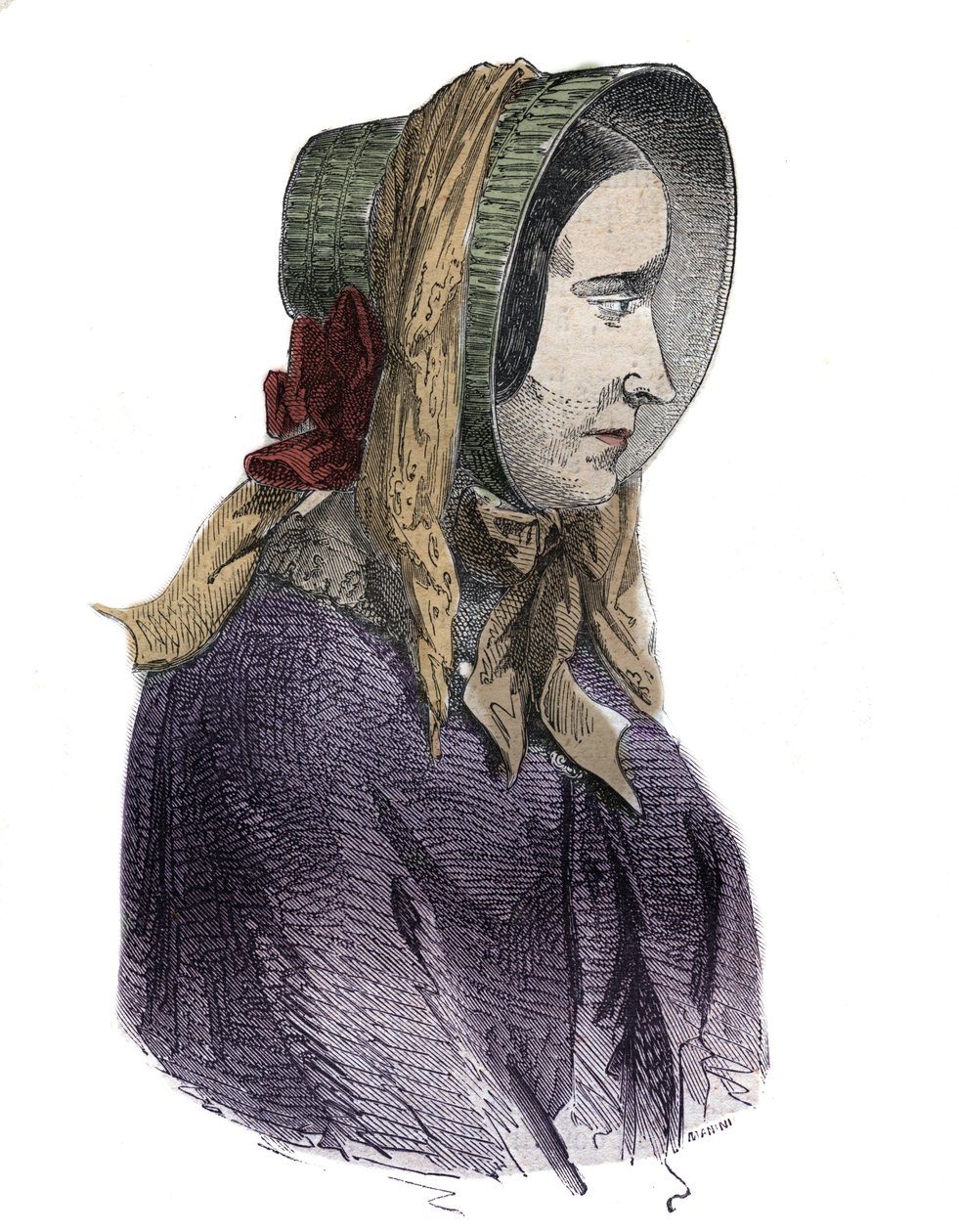 Portrett av Marie Fortunee Capelle, Marie Lafarge (Madame) (1816-1852) Fransk kriminell - Gravering i "Causes celebres de tous les peuple" av Armand Fouquier (1817-18?) 1858-1867 - privat samling av French School