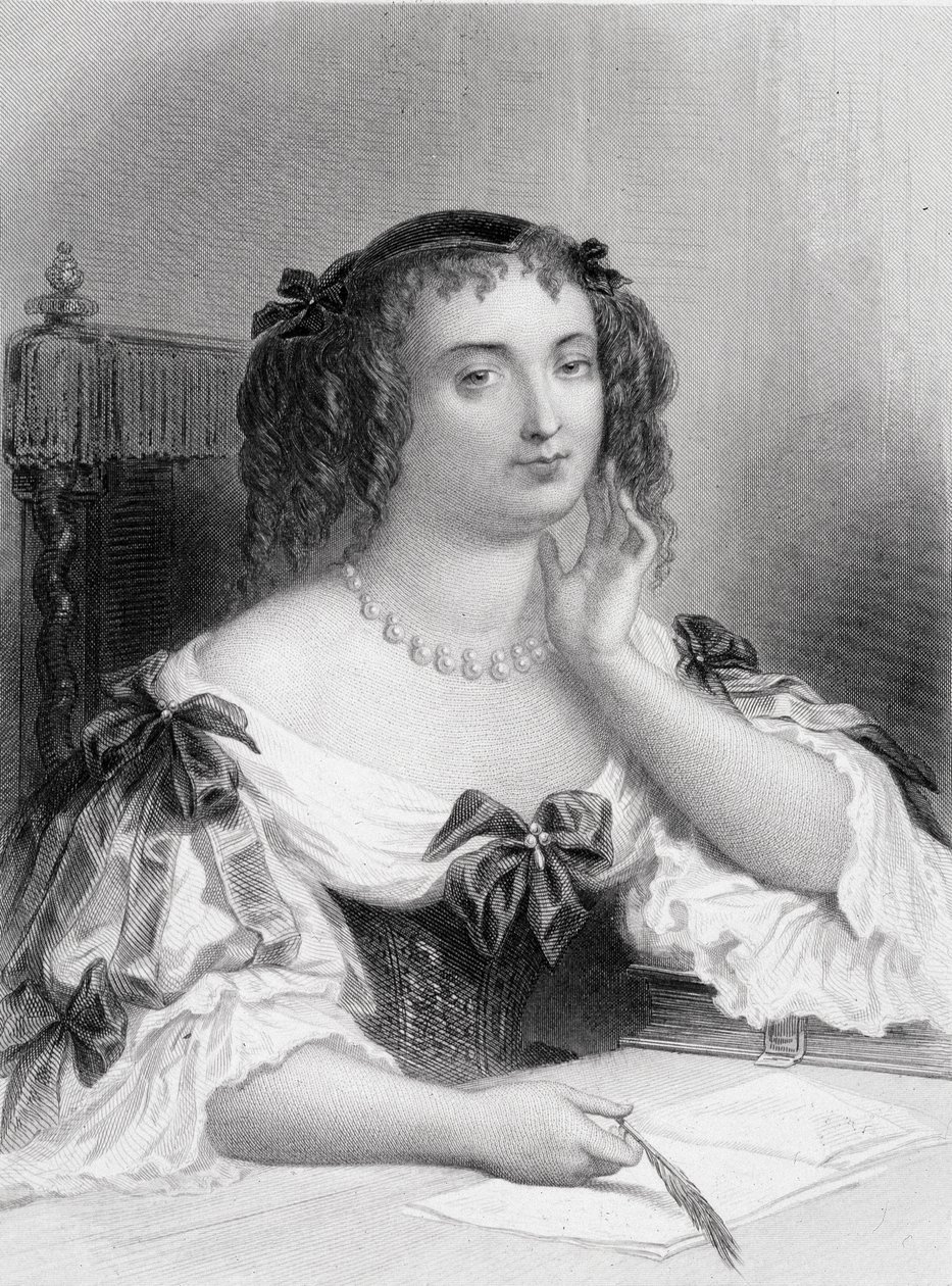 Portrett av Marie de Rabutin-Chantal (Rabutin Chantal), markis av Sevigne kjent som Madame de Sevigne (1626-1696) forfatter - gravering av French School
