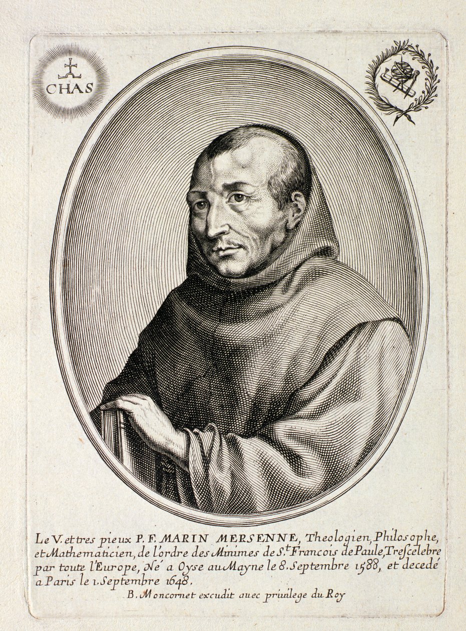 Portrett av Marin Mersenne (1588-1648) gravert av Balthazar Moncornet (ca. 1600-68) av French School