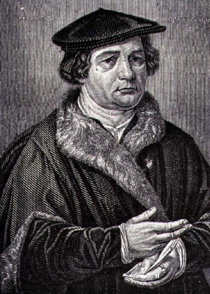 Portrett av Martin Luther (1483-1546) tysk religiøs reformator (gravering) av French School