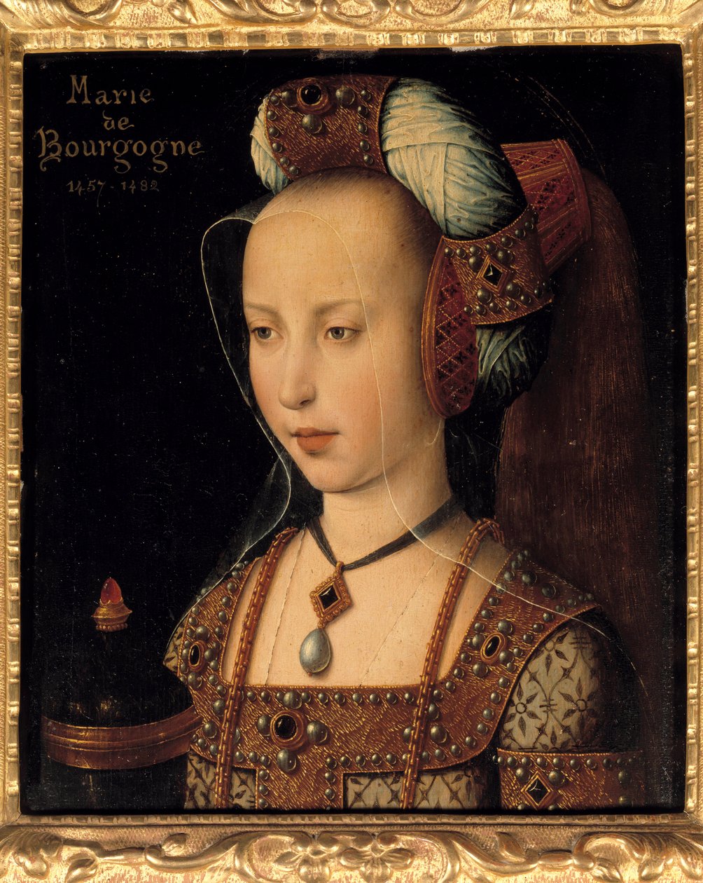 Portrett av Maria av Burgund (1457-1482), hertuginne og grevinne av Burgund av French School