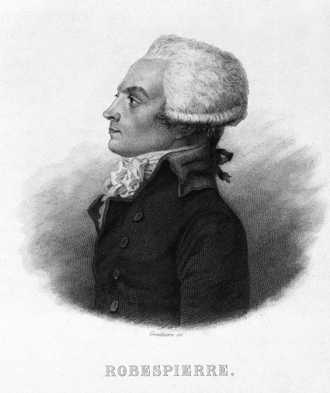 Portrett av Maximilian Robespierre (1758 - 1794) - i "" Revolution francaise"" av Thiers. 1800-tallet av French School