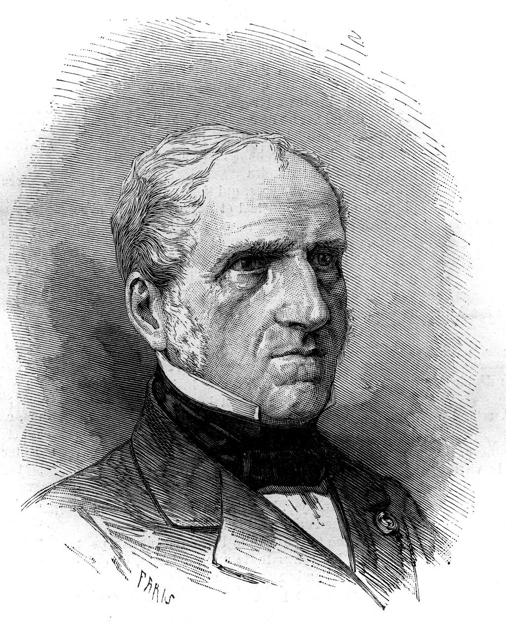 Portrett av Michel Charles (1793-1880), fransk matematiker. Gravering i "" Le Monde Illustré"" nr. 1240 av 1. januar 1881. av French School