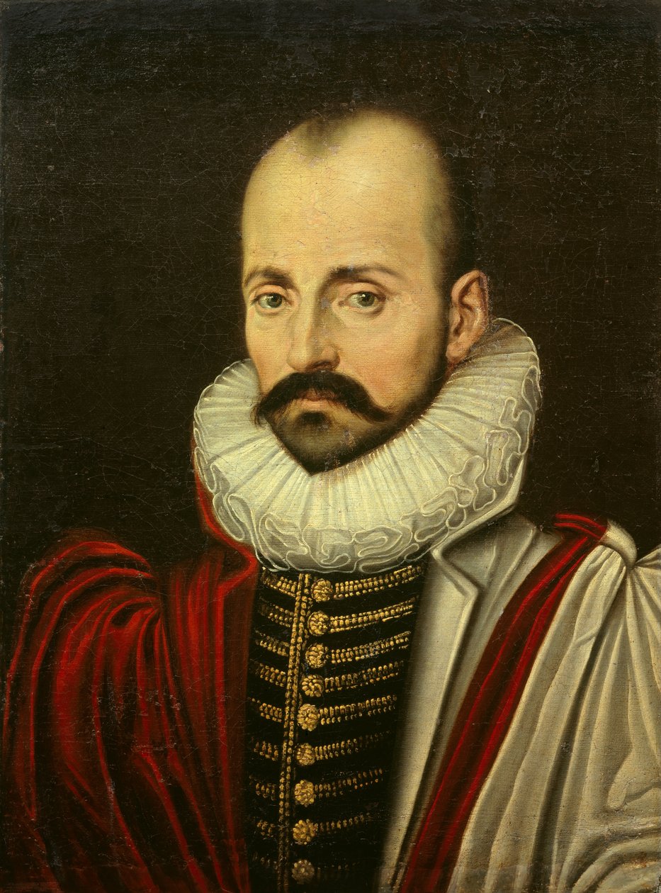 Portrett av Michel Eyquem de Montaigne (1533-1592), fransk humanistfilosof. Maleri av den franske skolen fra første kvartal av 1600-tallet. Dim 0,70 x 0,52 m av French School