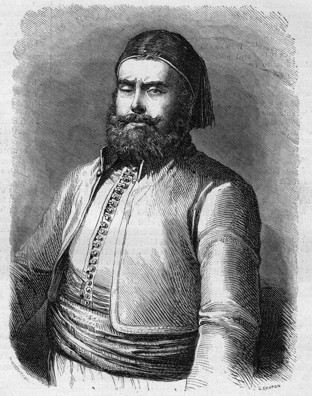 Portrett av Mohammed Said (1822-1863), visekonge (Pasha) av Egypt under det osmanske riket. Gravering i "" Le Monde Illustré"" nr. 303 av 31. januar av French School