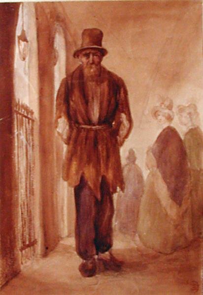 Portrett av Monsieur Chodruc-Duclos (1780-1842) ved Palais Royal, ca. 1820 (blekk og vask på papir) av French School