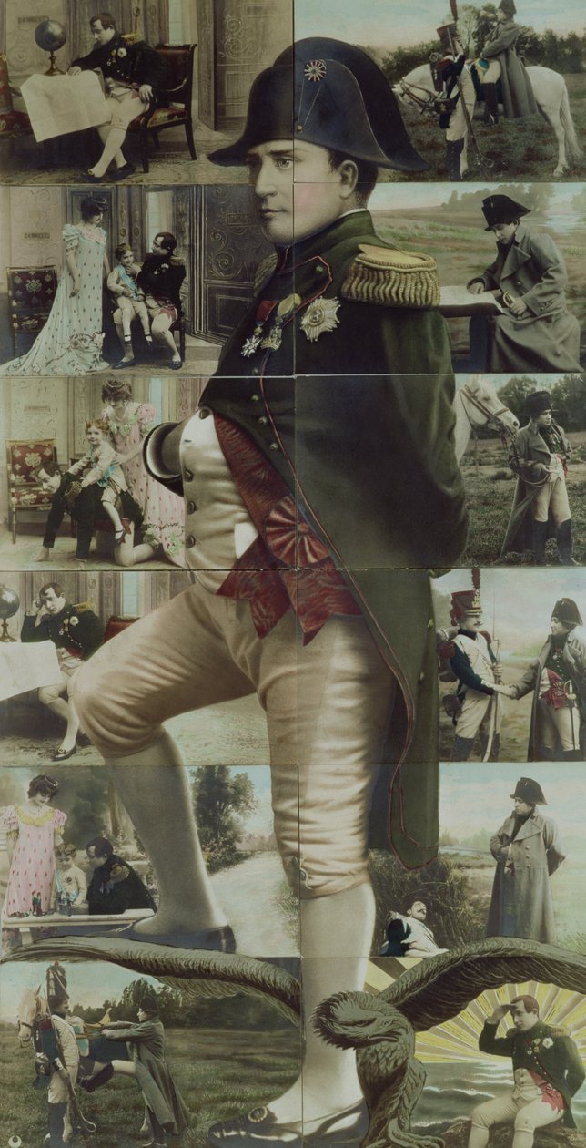 Portrett av Napoleon Bonaparte (1769-1821) og scener fra hans liv, 1800- og 1900-tallet (farget foto) av French School