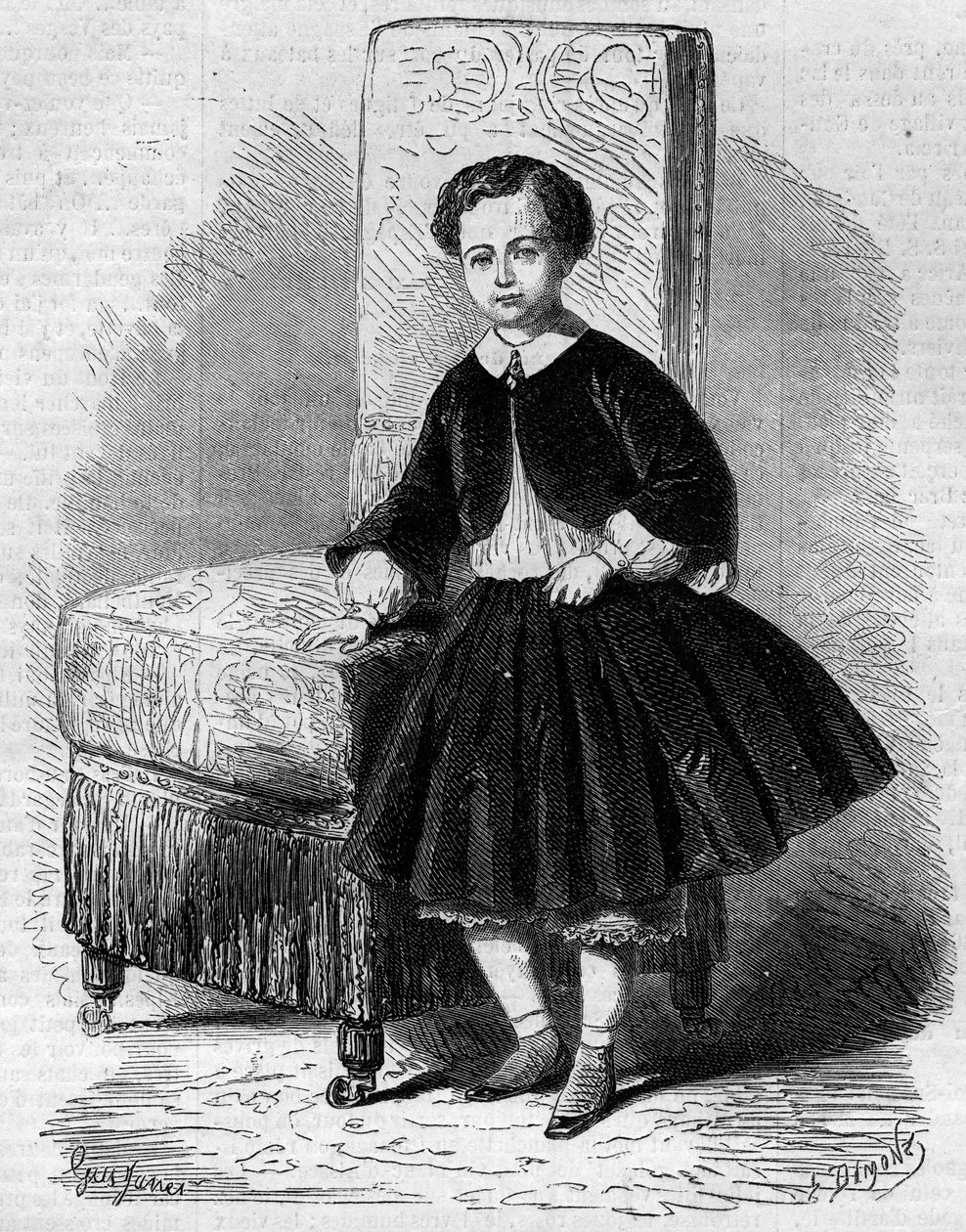 Portrett av Napoleon Eugene Louis Jean Joseph Bonaparte (1856-1879), kjent som Prince Imperial, sønn av Napoleon III. Gravering i "" Le Monde Illustré"" nr. 137 av 26. november av French School