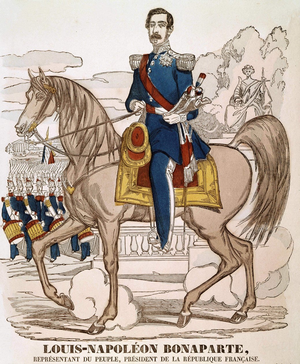 Portrett av Napoleon III - representant for folket, president i den franske republikken. (Charles Louis Napoleon Bonaparte) (1808 - 1873). Spinal bilde. av French School