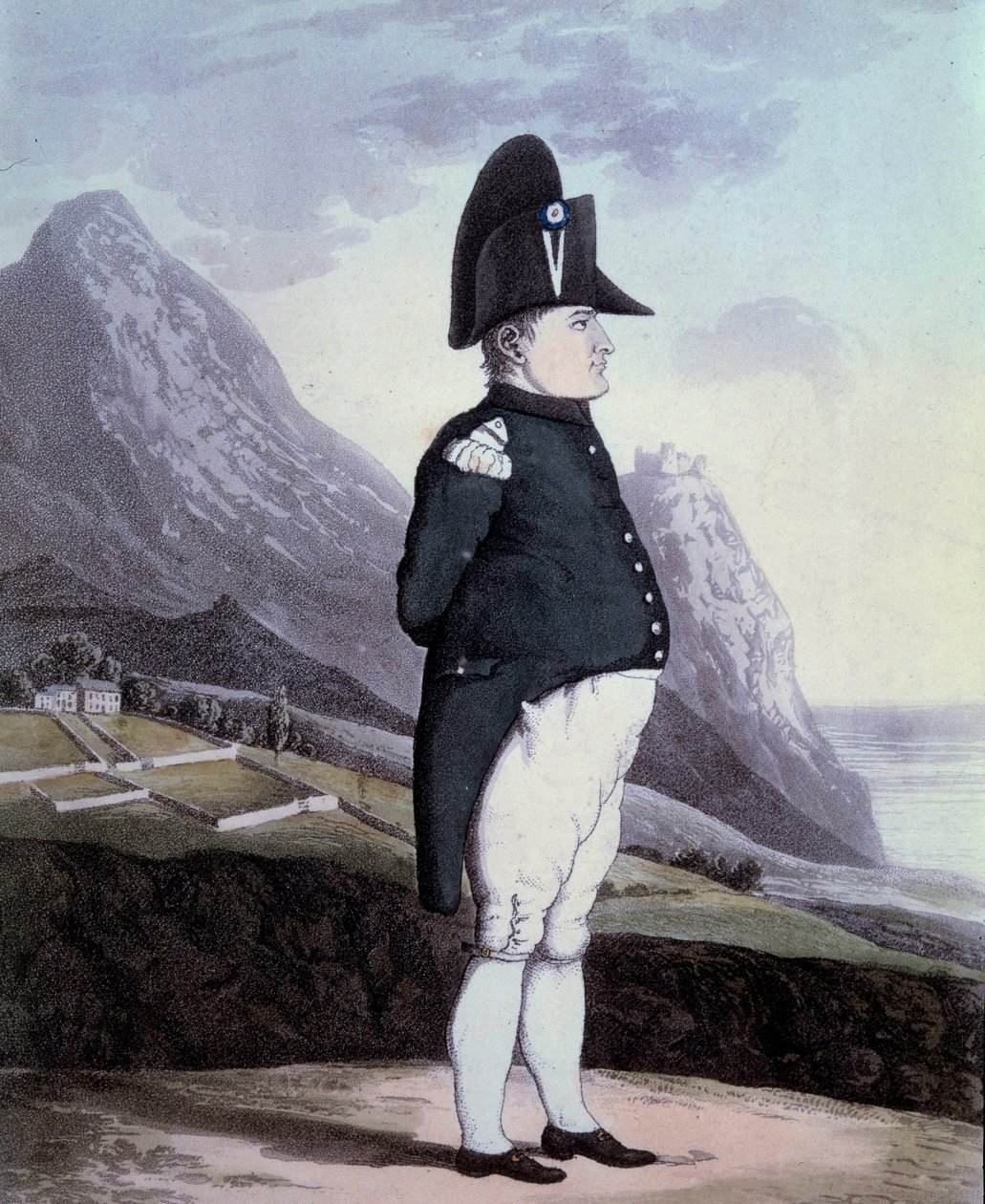 Portrett av Napoleon I (1769-1821) på øya Sainte Helene i mai 1815 Gravering av 1800-tallets Ile d