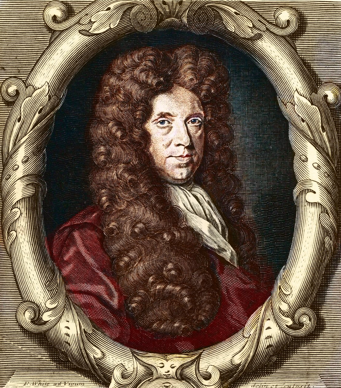 Portrett av Neremiah Grew (1641-1721). engelsk botaniker. av French School