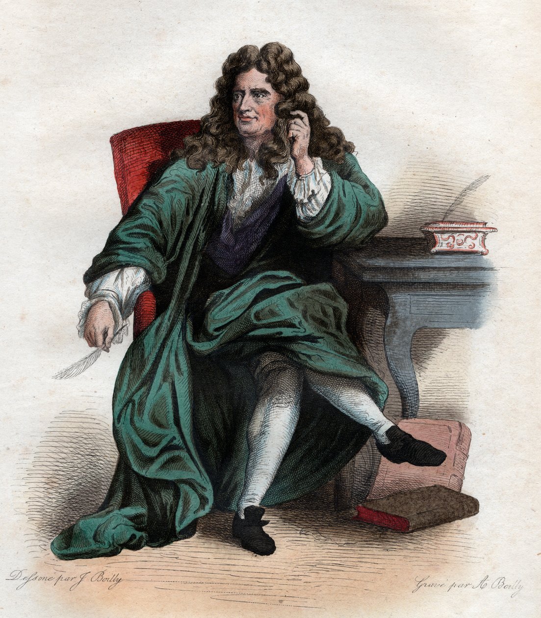 Portrett av Nicolas Boileau Despreaux (1636-1711), fransk poet og kritiker. av French School
