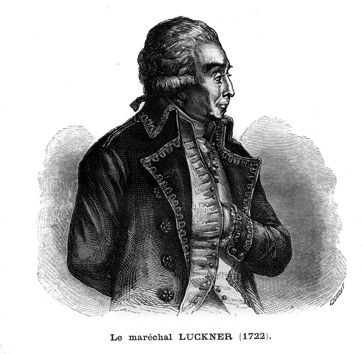 Portrait of Nicolas Luckner (1722-1794), French military of German origin. Engraving in “Les Illustrations De L