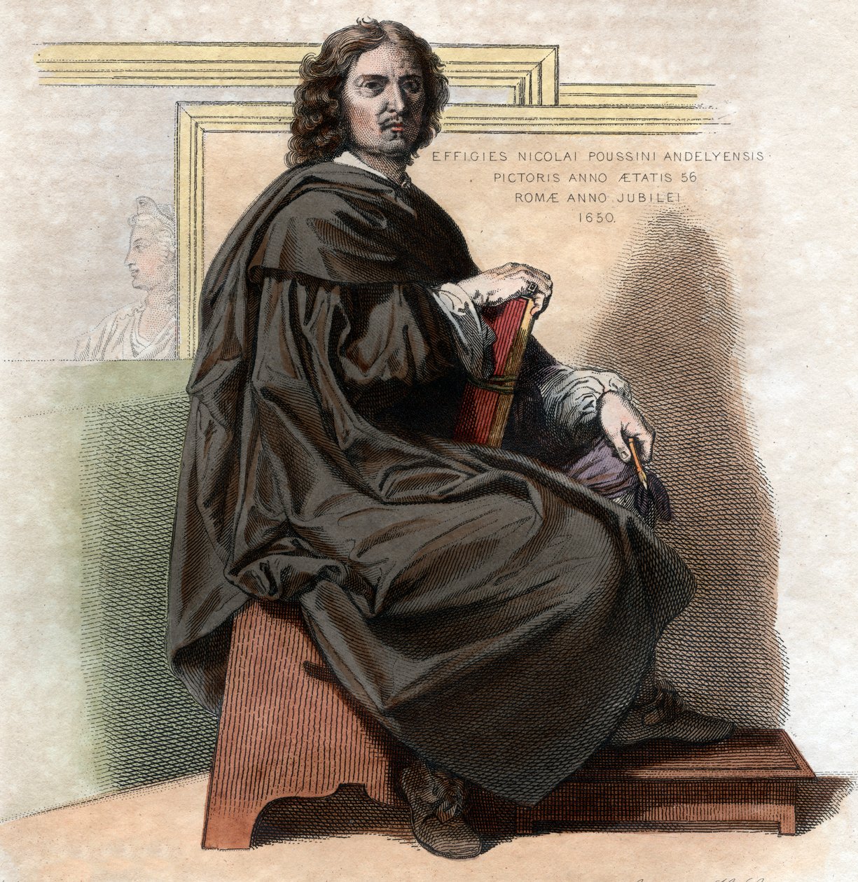 Portrett av Nicolas Poussin (1594-1665), fransk maler. av French School