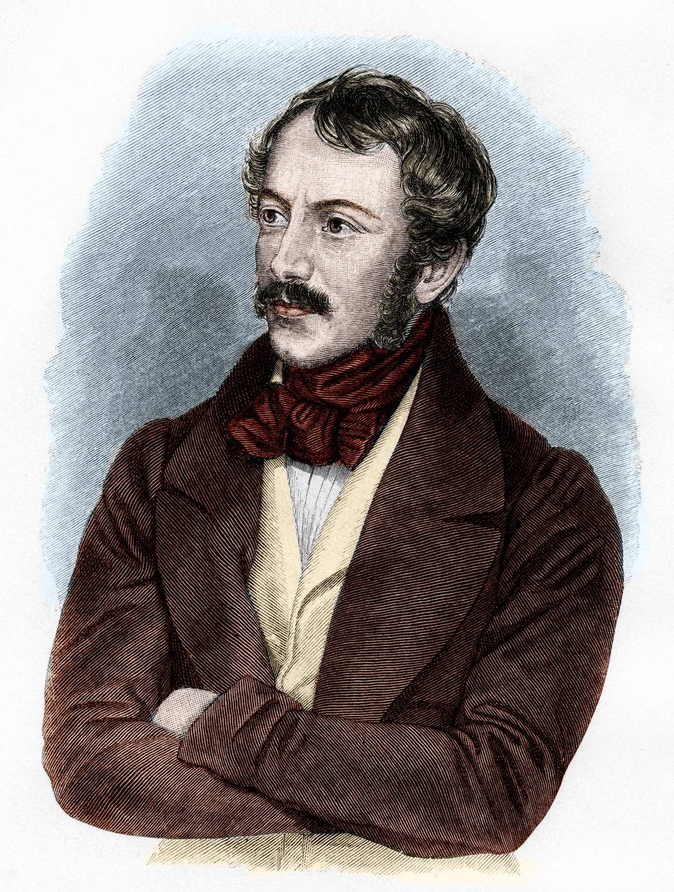 Portrett av Nikolaus Lenau (fargegravering) av French School