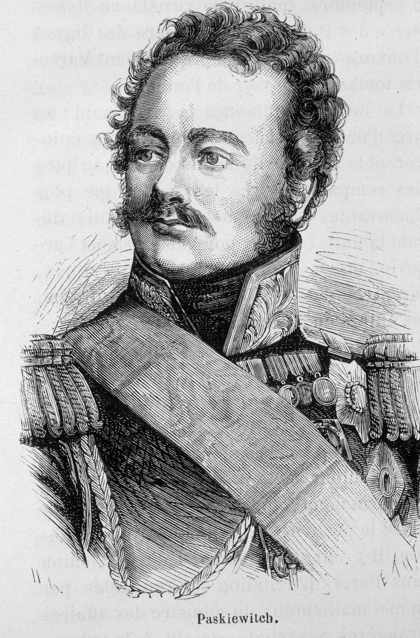 Portrett av Paskiewitch (eller Paskeevich), russisk marskalk (1782 - 1856) - i "" L'Histoire de France "" av Henri Martin av French School
