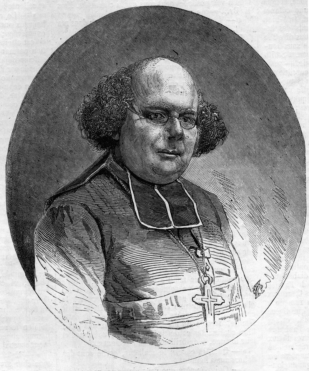 Portrett av Patrice Cruice (1815-1866), biskop av Marseille fra 1861 til 1865. Gravering i "" Le Monde Illustré"" nr. 232 av 21. september av French School