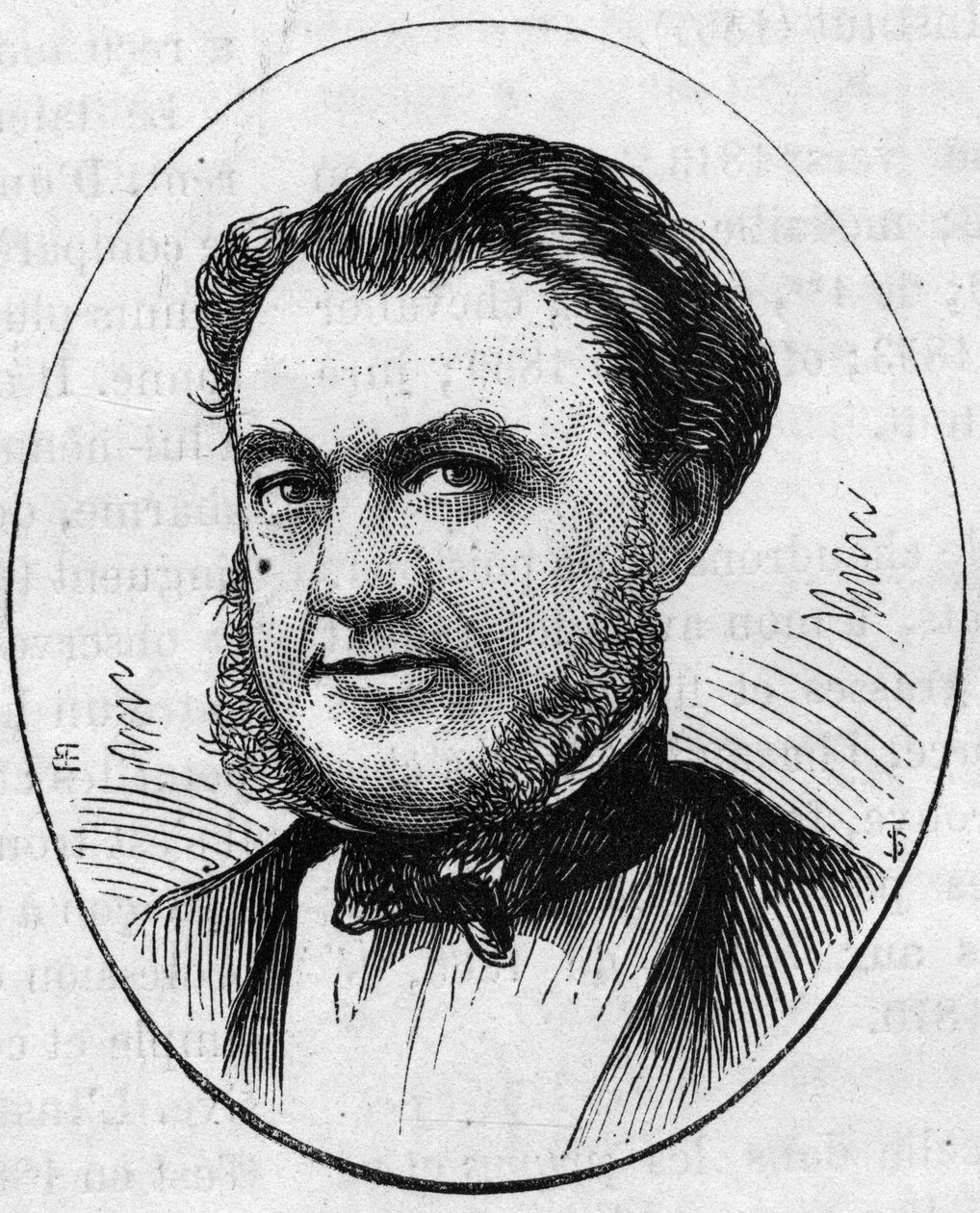 Portrett av Paul Abadie (1812-1884), fransk arkitekt. Gravering i "" Le Monde Illustré"" nr. 890 av 2. mai 1874. av French School