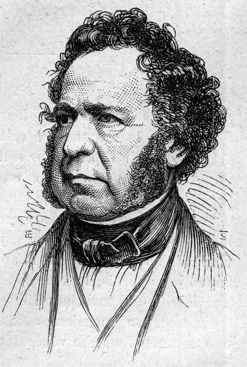 Portrett av Paul Duke of Noailles (1802–1885), fransk historiker og akademiker. Gravering i "" Le Monde Illustré"" nr. 883 av 14. mars 1874. av French School