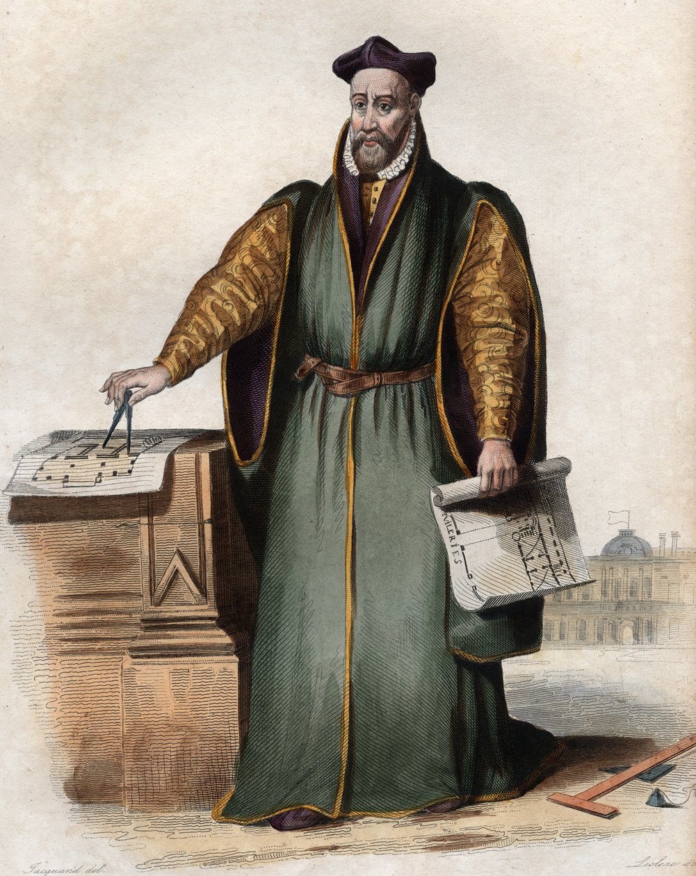 Portrett av Philibert Delorme (De Lorme) (De lOrme) (1510-1570), fransk arkitekt. av French School