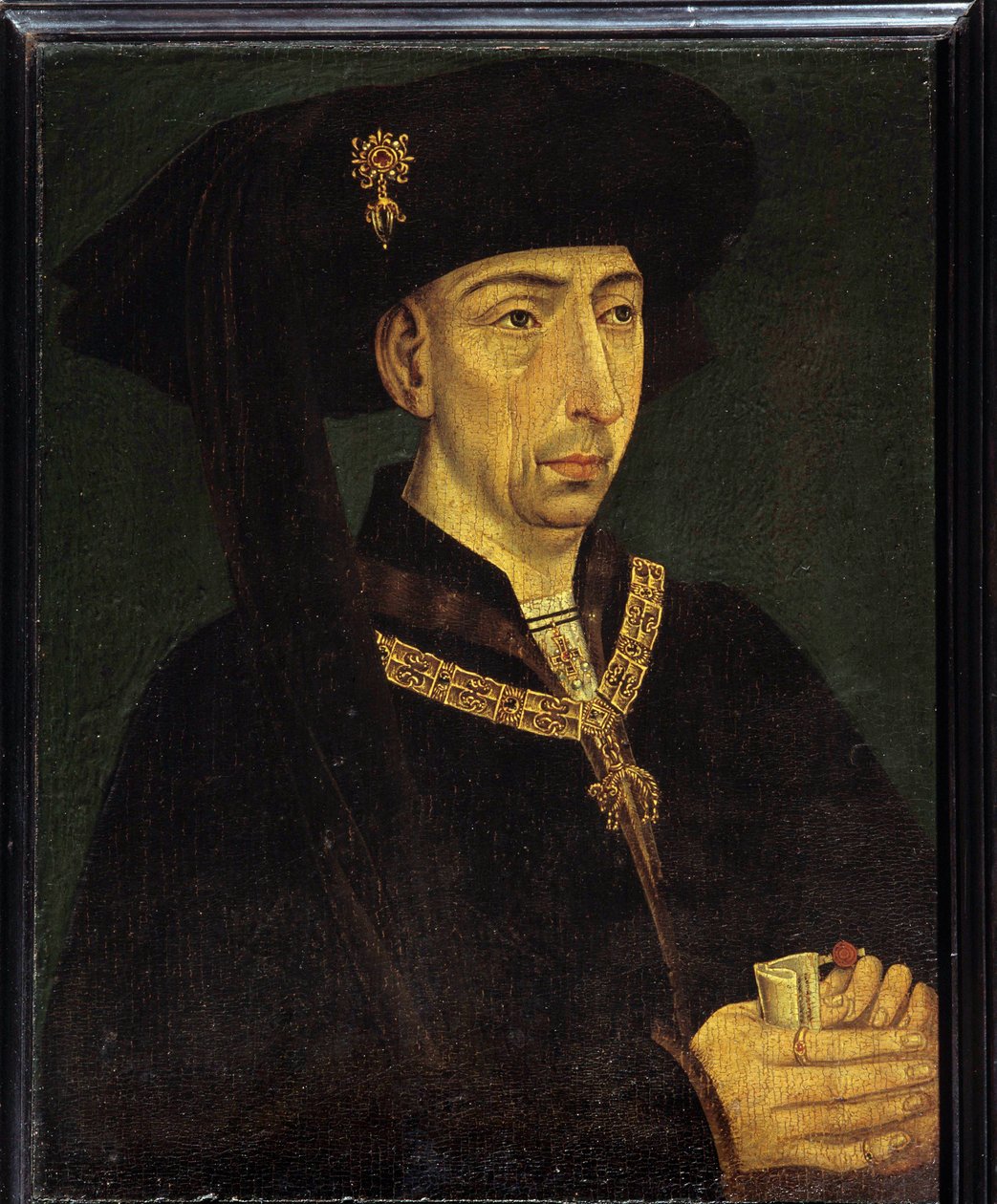 Portrett av Filip III av Burgund kalt Filip den gode (1396-1467) hertug av Burgund, grunnlegger av det gylne skinnet anonyme maleri av den franske skolen av French School