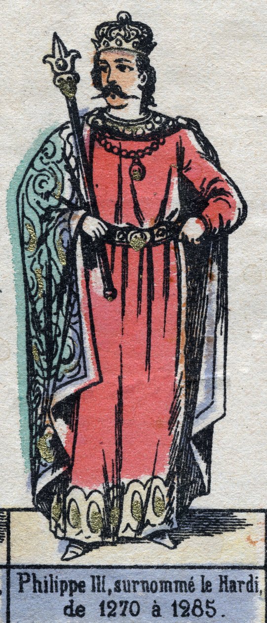 Portrett av Filip III av Frankrike, kjent som Philip the Hardi (1245-1285) (kapetianernes dynasti). Illustrasjon sent på 1800-tallet. av French School